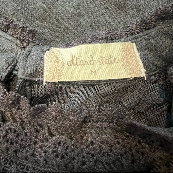 Altar’d State Black Crochet Lace Sheer Neckline Sleeveless Mini Dress. Medium. - Picture 8 of 12